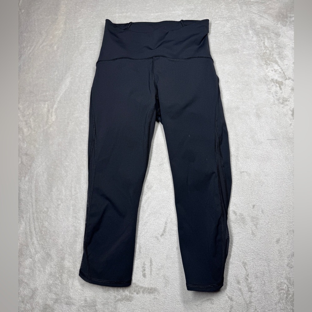 Lululemon Train Times Crop (17") Black Mesh Panels Capri Athletic Leggings 4